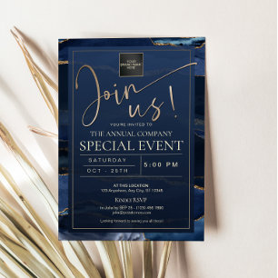 Luxury Navy Blue Gold Corporate Business Event Invitation