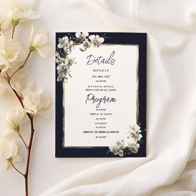 Luxury navy blue gold white orchid Details Program (Luxury navy blue gold white orchid Details Program )