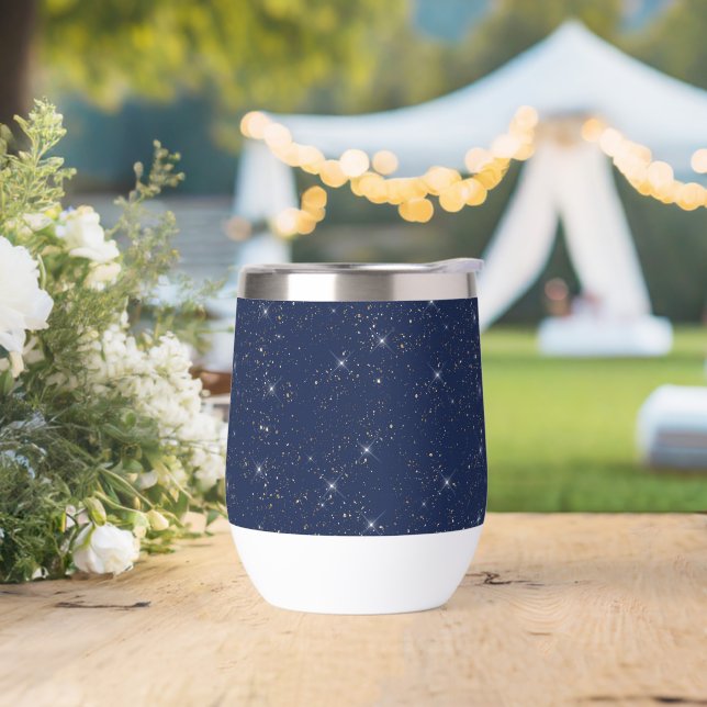 Luxury navy blue sparkle gold glitter pattern (Wedding)