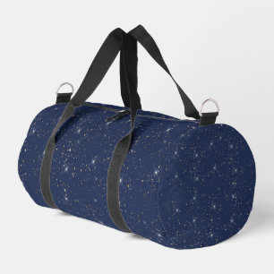 Luxury navy blue sparkle gold glitter pattern duffle bag