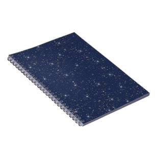 Luxury navy blue sparkle gold glitter pattern notebook