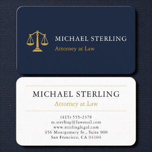 Luxury Navy Gold Attorney & Counselor at Law Business Card
