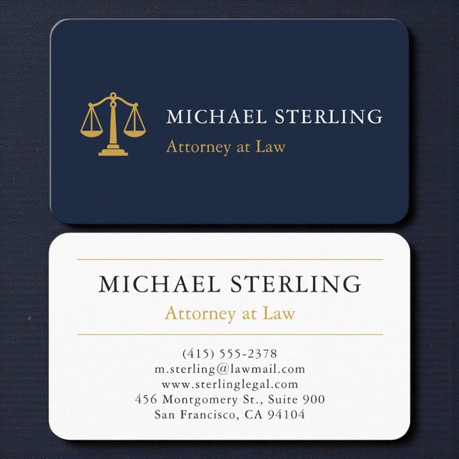 Luxury Navy Gold Attorney & Counselor at Law Business Card (Creator Uploaded)