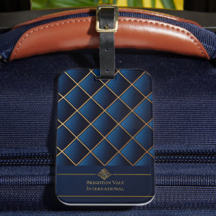 Luxury Navy Gold Personalised Luggage Tag