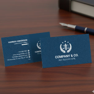 Luxury Navy Leather Look Attorney Business Card 