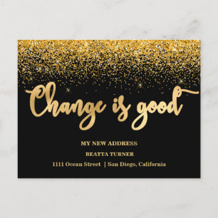 Luxury New Home Address Gold Glitter Announcement Postcard