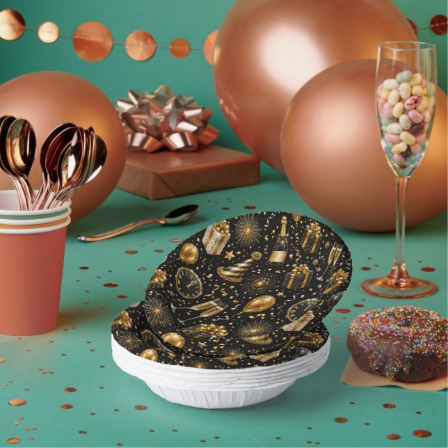 Luxury New Year Celebration Pattern Paper Plate (Multi)