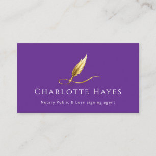 Luxury Notary Public Gold Feather Business Cards