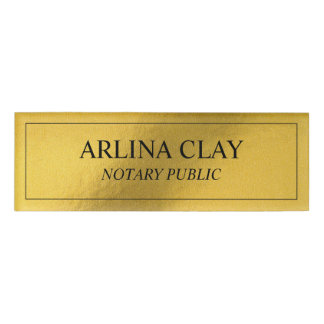 Luxury Notary Public Name Badge Gold Foil