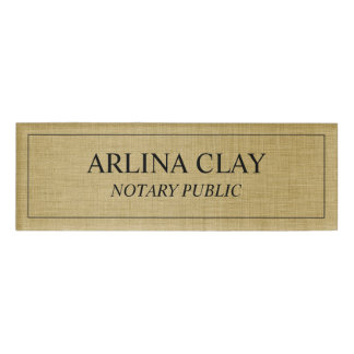 Luxury Notary Public Name Badge Gold Linen