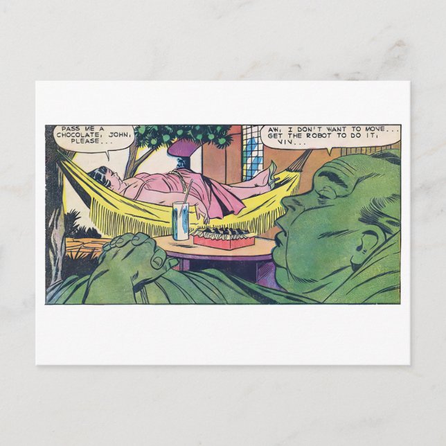 Luxury of Laziness Vintage Comic Panel Postcard (Front)