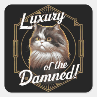 Luxury of the Damned: Art Deco Persian Cat Square Sticker