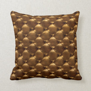 Luxury Old Gold Tufted Leather Opulent Bronze Cushion