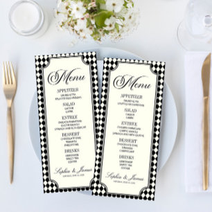 Luxury Old Money Black Ivory Vintage Wedding Menu