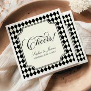 Luxury Old Money Black Ivory Vintage Wedding Napkin