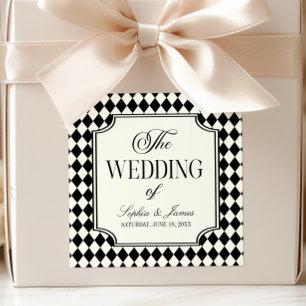 Luxury Old Money Black Ivory Vintage Wedding Square Sticker