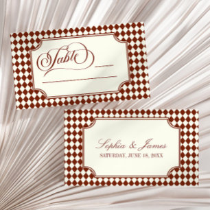 Luxury Old Money Burgundy Ivory Vintage Wedding Place Card