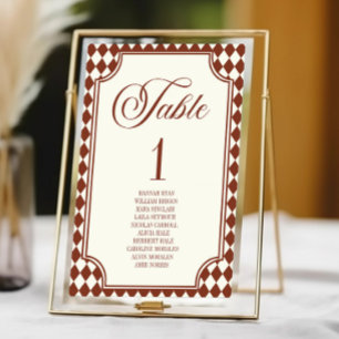 Luxury Old Money Burgundy Ivory Vintage Wedding Table Number