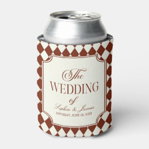Luxury Old Money Burgundy Vintage Wedding Can Cooler