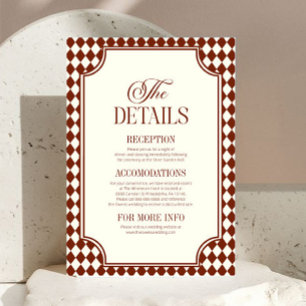 Luxury Old Money Burgundy Vintage Wedding Details Enclosure Card