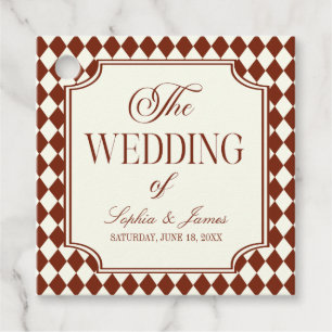 Luxury Old Money Burgundy Vintage Wedding Favour Tags