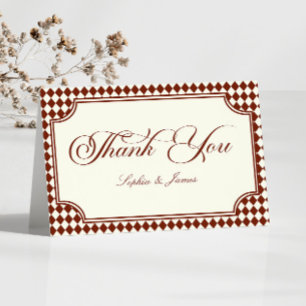 Luxury Old Money Burgundy Vintage Wedding Thank You Card