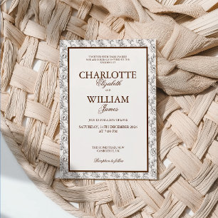 Luxury Old Money Burgundy Wedding Invitation