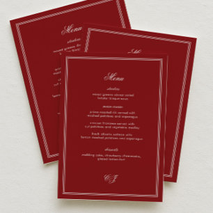 Luxury Old Money Burgundy Wedding Menu