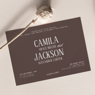 Luxury Old Money Chocolate Brown Wedding Invitation
