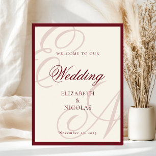 Luxury Old Money Monogram Wedding Welcome Poster