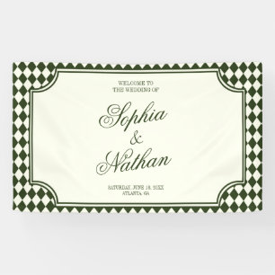 Luxury Old Money Olive Green Ivory Vintage Wedding Banner