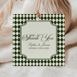 Luxury Old Money Olive Green Ivory Vintage Wedding Favour Tags