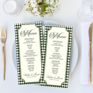 Luxury Old Money Olive Green Ivory Vintage Wedding Menu