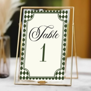 Luxury Old Money Olive Green Ivory Vintage Wedding Table Number