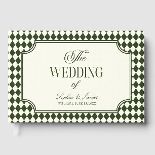 Luxury Old Money Olive Green Vintage Wedding Guest Book