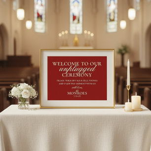 Luxury Old Money Red Unplugged Wedding Ceremony Poster