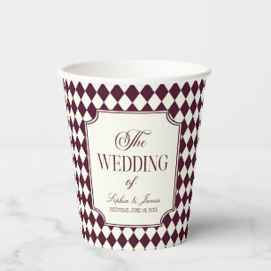 Luxury Old Money Wine Ivory Vintage Wedding Paper Cups