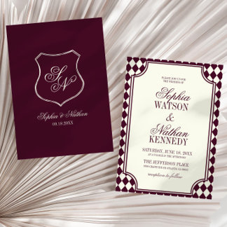 Luxury Old Money Wine Vintage Ivory Wedding Invitation