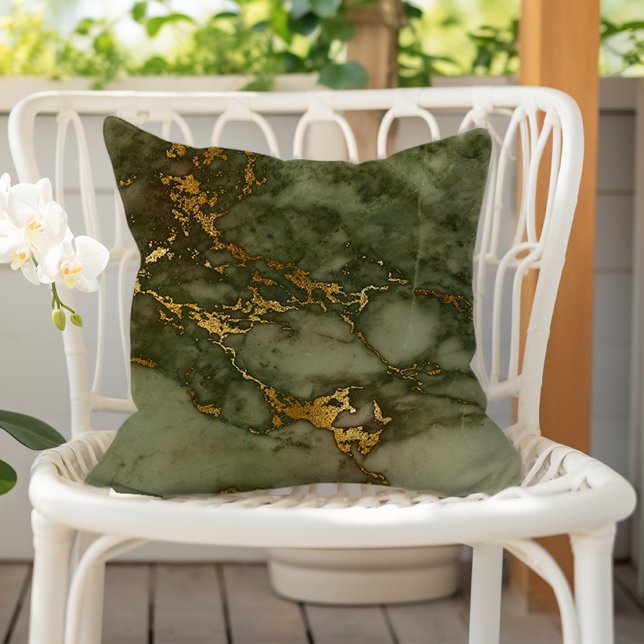 Luxury Olive Green and Gold Marble Cushion (Creator Uploaded)