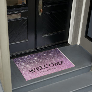 Luxury Ombre Glitter Welcome Personalised Doormat
