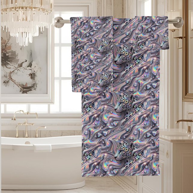 Luxury Opal DIamond | Snow Leopard Print Towel Set (Creator Uploaded)