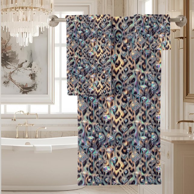 Luxury Opal DIamond | Snow Leopard Print Towel Set (Creator Uploaded)