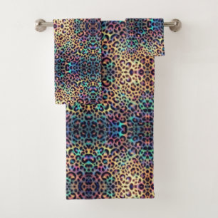 Luxury Opal Leopard Print Pattern Bath Towel Set