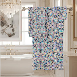 Luxury Opal Leopard Print Pattern Bath Towel Set
