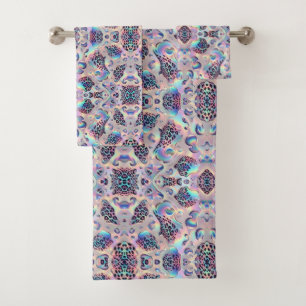 Luxury Opal Leopard Print Pattern Bath Towel Set