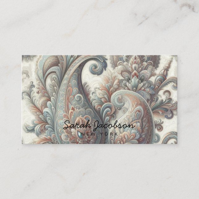 Luxury Opal Paisley Business Card (Front)