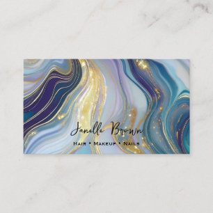 Luxury Opalescent & Gold Glitter Marbled  Business Card