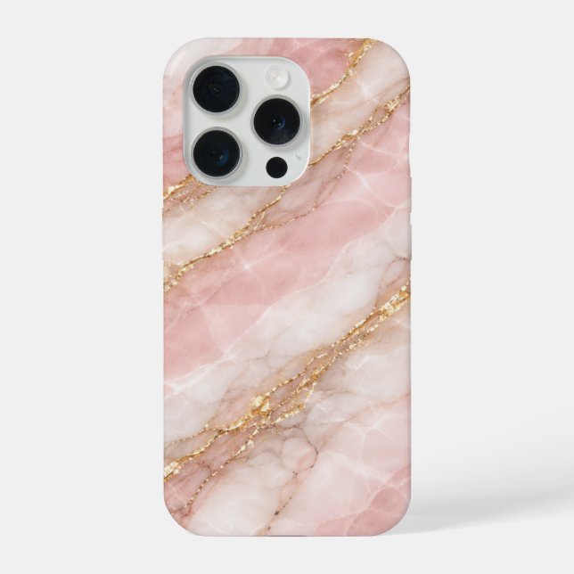 Luxury Opalescent White/Pink Marble Texture iPhone Case (Back)