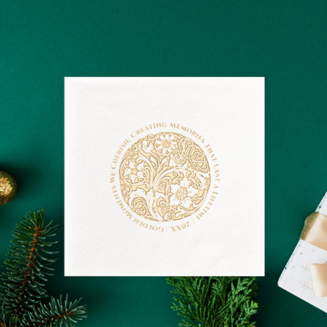 Luxury Opulent Gold And White Art Deco Floral Foil Napkins (Creator Uploaded)