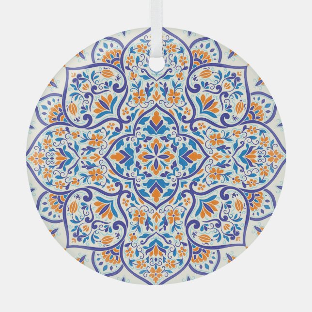 Luxury Orange Blue Ornament Pattern (Front)
